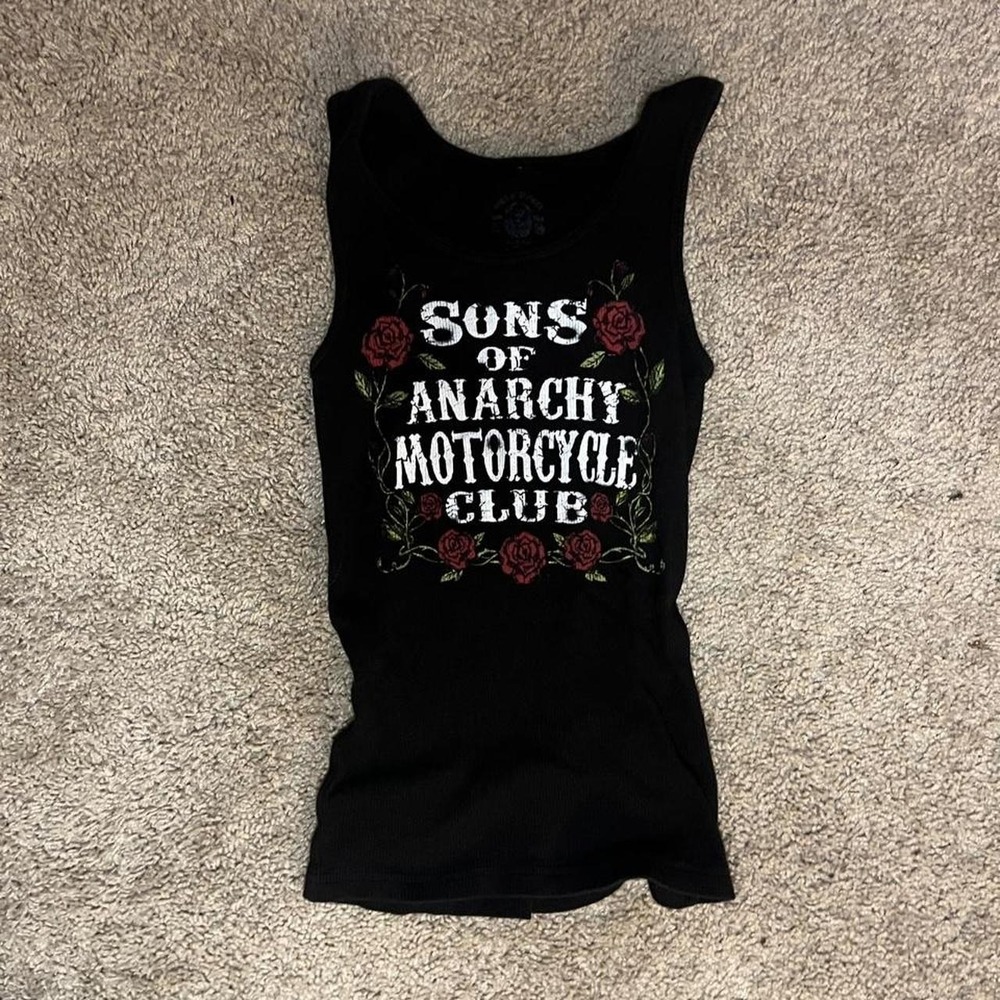Y2K Gothic Rose Graphic Black Tank Top Size Medium Grunge Emo Mall Goth Fairy